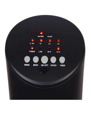 Black tower fan with remote control 60W 78.3cm high