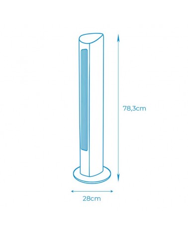 Ventilador de torre negro con mando a distancia 60W 78,3cm de altura