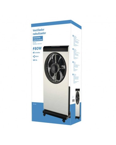 Ventilador nebulizador 89cm con mando a distancia acabado blanco y negro 80W aspas Ø30cm