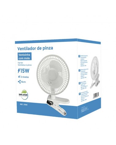 White clamp fan 15W blades Ø 15cm