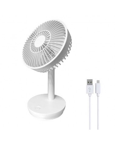 Ventilador de mesa blanco 5W recargable aspas Ø14,5cm