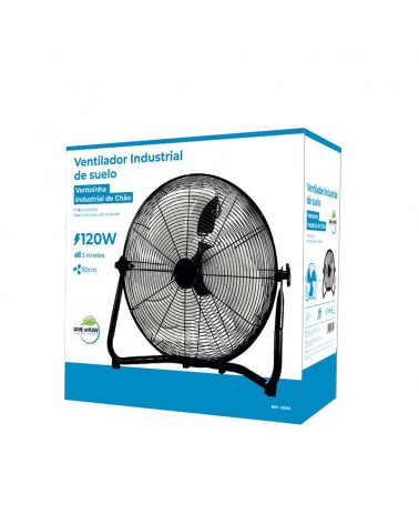 Black industrial floor fan 120W blades Ø50cm