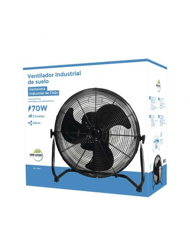 Ventilador de suelo industrial oscilante negro 70W aspas Ø45cm