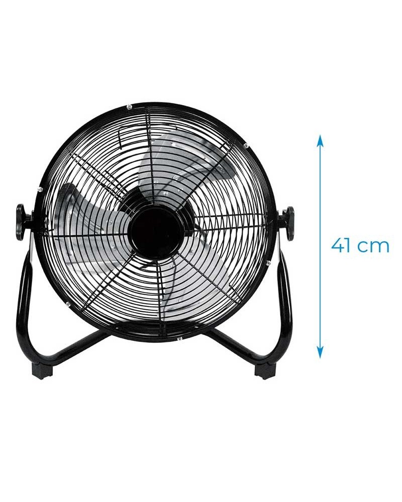 Black industrial floor fan 45W blades Ø30cm