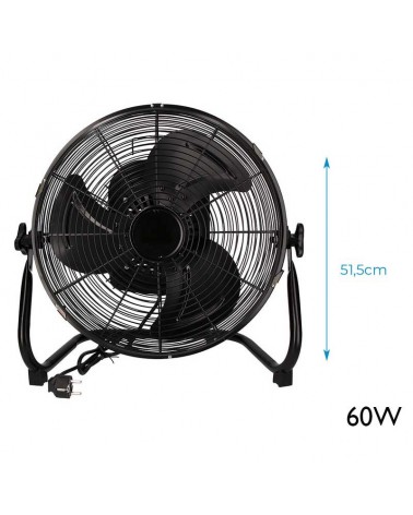 Ventilador de suelo industrial oscilante negro 60W aspas Ø40cm