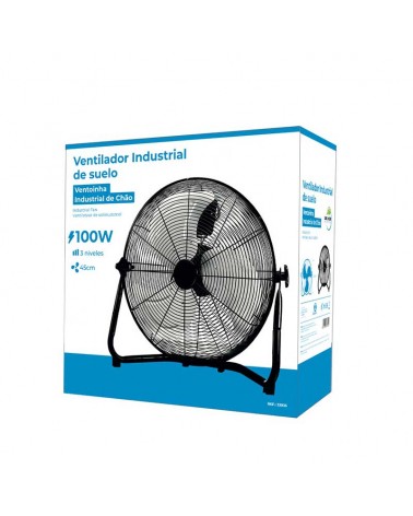 Ventilador de suelo industrial negro 100W aspas Ø45cm