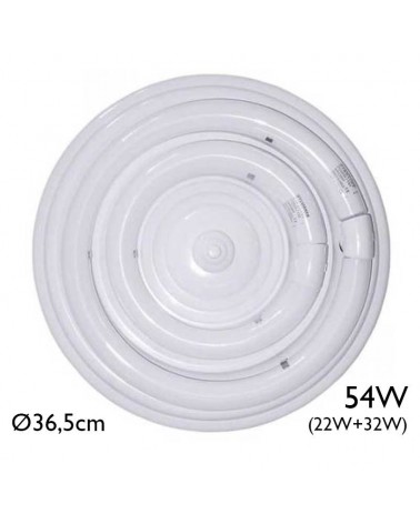 Circular fluorescent ceiling light with two tubes 54W (32W+22W)