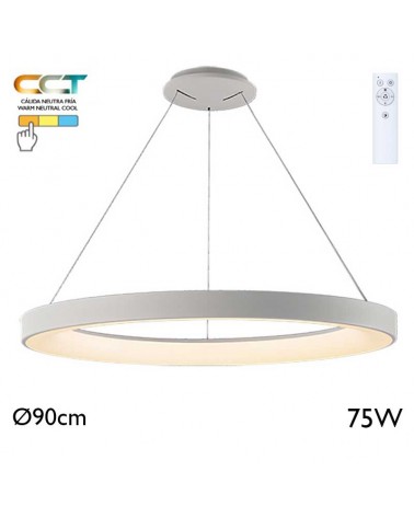 LED Ceiling lamp 90cm diameter 75W white finish CCT 2700K/4000K/5000K DIMMABLE with remote control