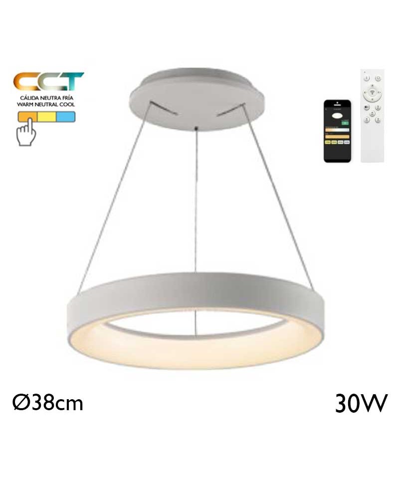 LED Ceiling lamp 38cm diameter 30W metal and acrylic CCT 2700K/4000K/5000K DIMMABLE with remote control and app