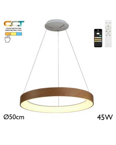 Lámpara de techo de 50cm de diámetro LED 45W de metal y acrílico CCT 2700K/4000K/5000K REGULABLE con mando y app