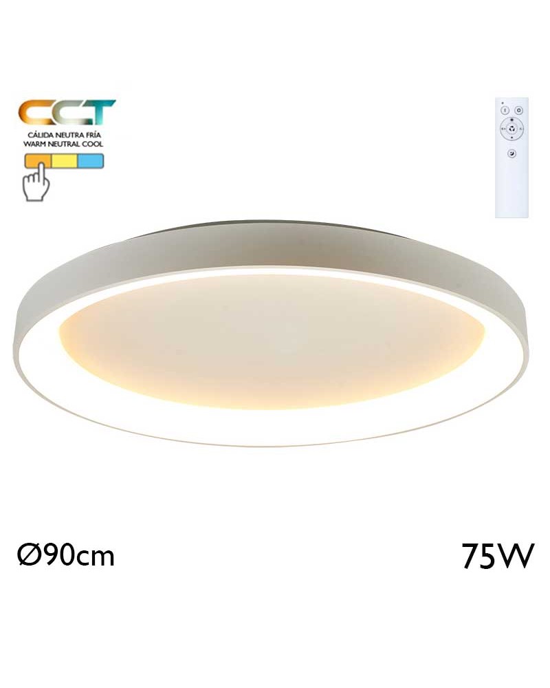LED Ceiling light 90cm diameter 75W metal and acrylic CCT 2700K/4000K/5000K DIMMABLE with remote control