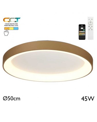 LED Ceiling lamp 50cm diameter 45W metal and acrylic CCT 2700K/4000K/5000K DIMMABLE with remote control and app
