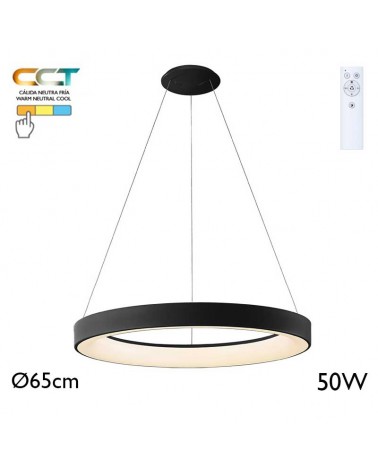 Ceiling lamp 65cm diameter LED 50W metal and acrylic CCT 3000K/4000K/6000K  DIMMABLE with remote control