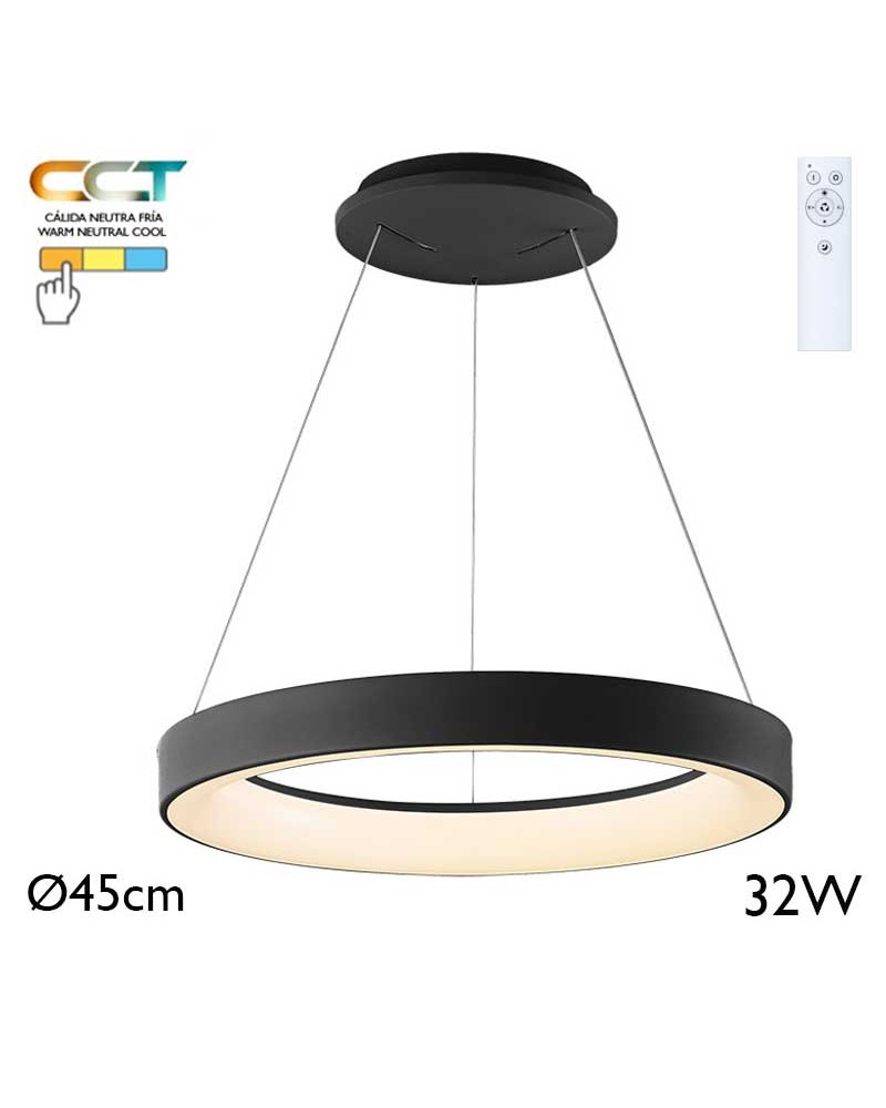 Ceiling lamp 45cm diameter LED 32W metal and acrylic CCT 3000K/4000K/6000K DIMMABLE with remote control