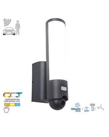 LED outdoor wall lamp 17.5W made of stainless steel and grey PC IP44 with app movement sensor and full HD camera CCT 2700K-6500K