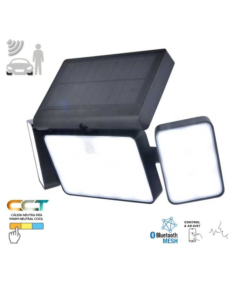 SOLAR 32.1cm black outdoor wall light made of synthetic and PC LED 13W IP44 motion sensor voice control CCT 2700K-6500K