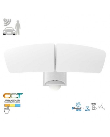 Double outdoor wall light 28cm LED 14.5W made of aluminum and white PC IP44 motion sensor app CCT 2700K-6500K