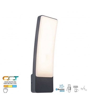 Aplique pared gris oscuro de exterior 31,1cm de aluminio LED 19W CCT 2700K-6500K