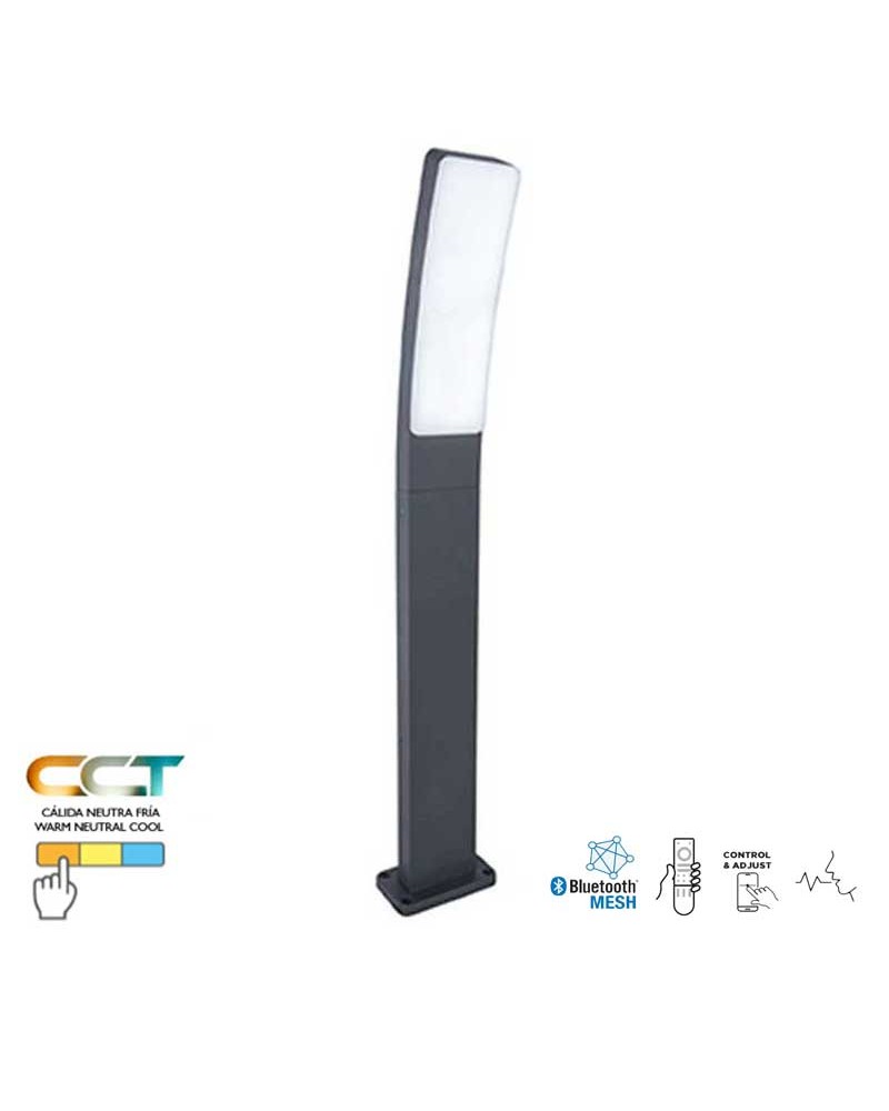 Outdoor beacon 74cm aluminum dark grey finish LED 19W CCT 2700K-6500K