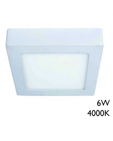 LED downlight ceiling lamp square 4000ºK 6W 11cm LED surface finish white