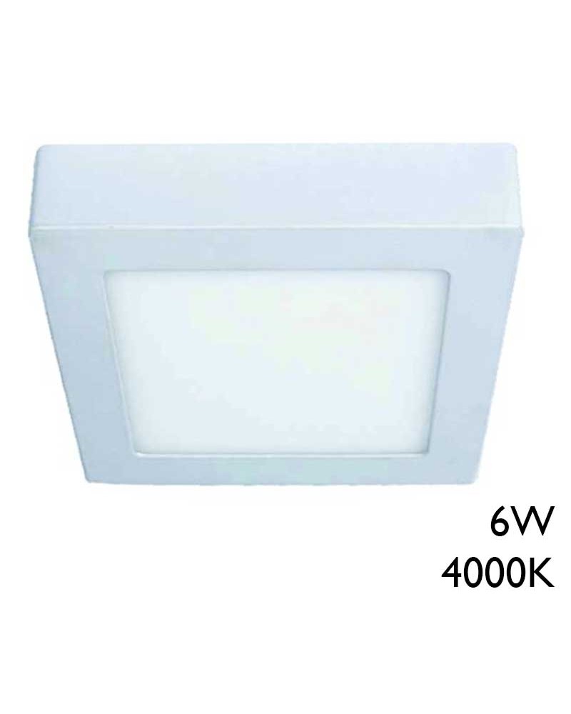 Plafón downlight LED 4000ºK cuadrado 6W 11cm LED de superficie acabado blanco