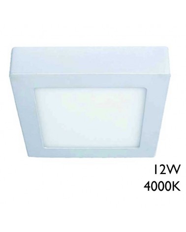 Plafón downlight LED 4000ºK cuadrado 12W 16cm LED de superficie acabado blanco
