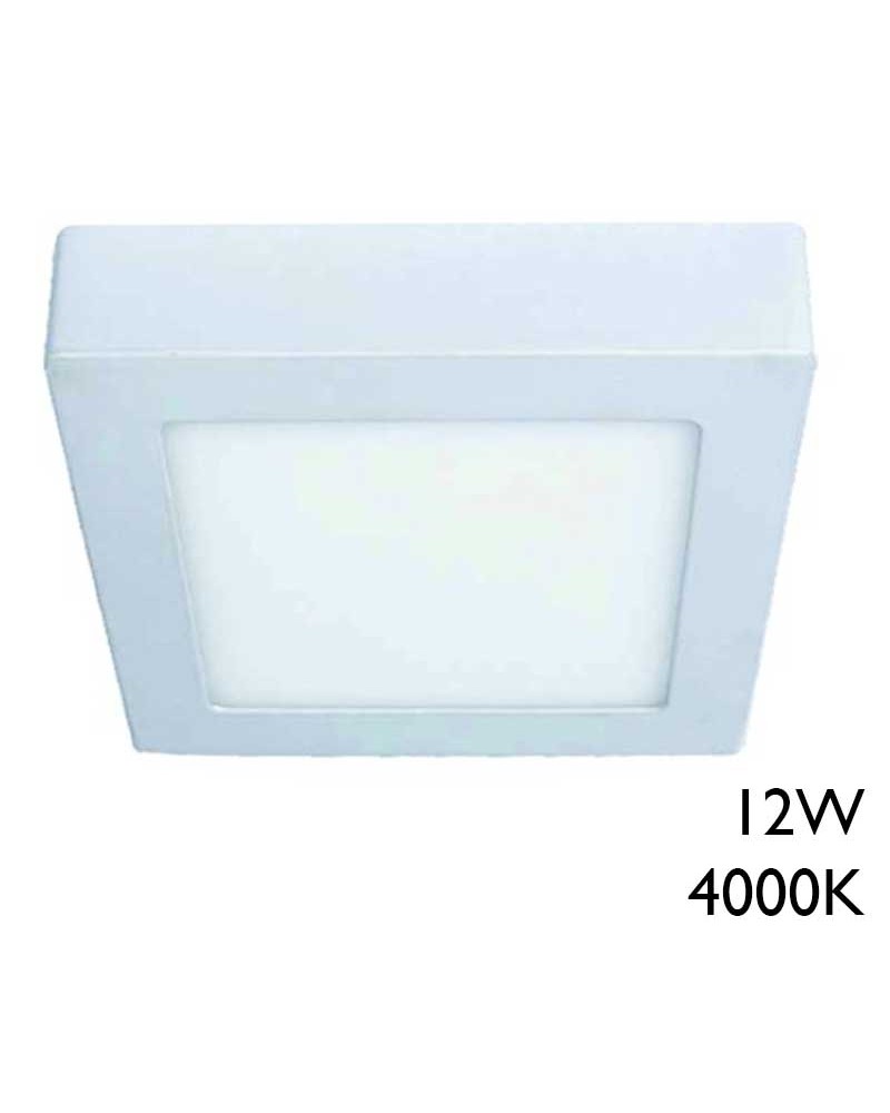 Square LED downlight 4000ºK 12W 16cm surface LED white finish