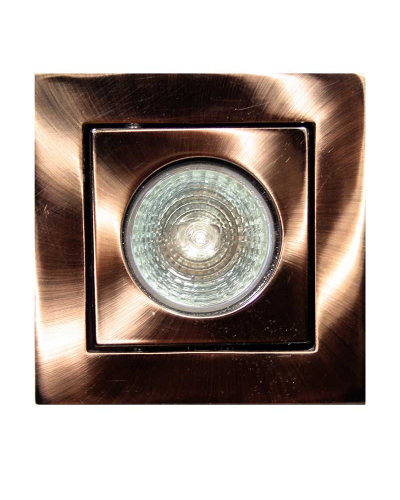 Square recessed ring 10cm tilting aluminum copper finish GX5.3