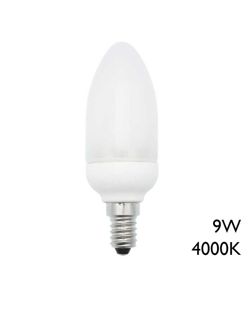 9W ECSAVER E14 Candle Saving Bulb Warm Light 4000K