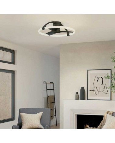 Smart black ceiling fan 30W Ø75cm DC motor LED 55W DIMMABLE Bluetooth remote control included and app