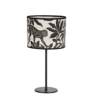 Table lamp 36cm metal and cotton lampshade with monkeys and jungle print E27