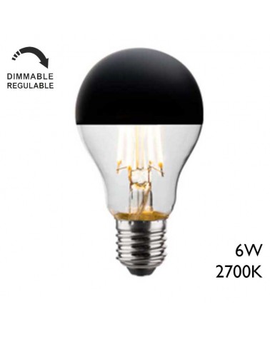 Lámpara estándar cúpula negra LED 6W E27 Reguable 2700K 550Lm 120º