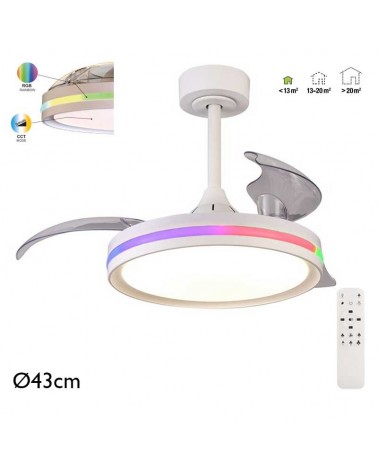 White ceiling fan 28W Ø43cm LED ceiling light 40W RGB CCT remote control DIMMABLE light