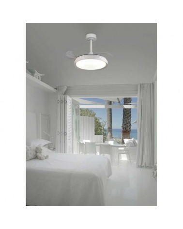 Plafón ventilador blanco 25W Ø45cm con luz LED 40W control remoto REGULABLE temperatura luz