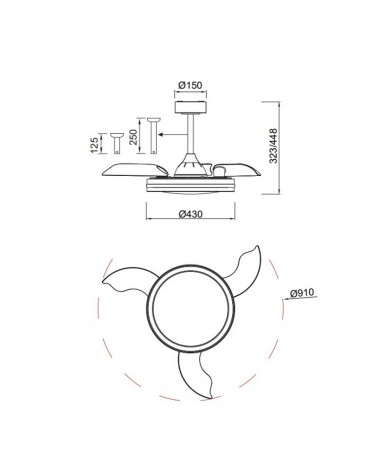 Black ceiling fan ceiling light 28W Ø43cm LED ceiling light 40W RGB CCT remote control DIMMABLE light