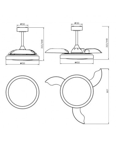 Black ceiling fan ceiling light 28W Ø45cm LED ceiling light 40W RGB CCT remote control DIMMABLE light