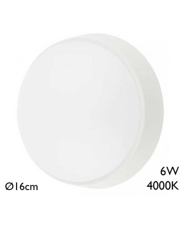 Aplique pared de exterior redondo 16cm de diámetro LED 6W 4000K IP54