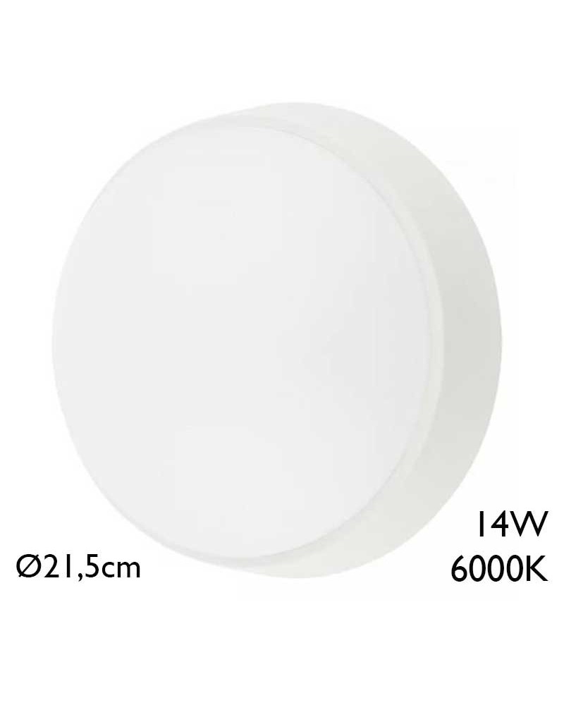 Aplique pared de exterior redondo 21,5cm de diámetro LED 14W 6000K IP54