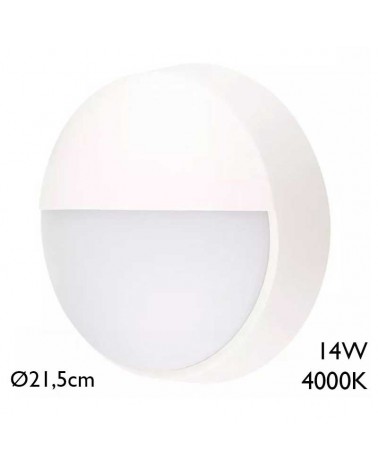 Round white outdoor wall light 21.5cm diameter LED 14W 4000K IP54