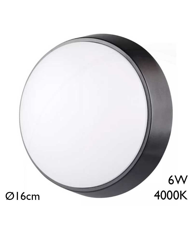 Round outdoor wall light 16cm diameter LED 6W 4000K IP54