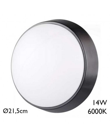 Round outdoor wall light 21.5cm diameter LED 14W 6000K IP54