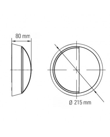 Round outdoor wall light 21.5cm diameter LED 14W 6000K IP54