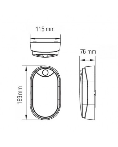 Aplique pared de exterior ovalado 16,9cm de alto LED 6W 4000K IP54