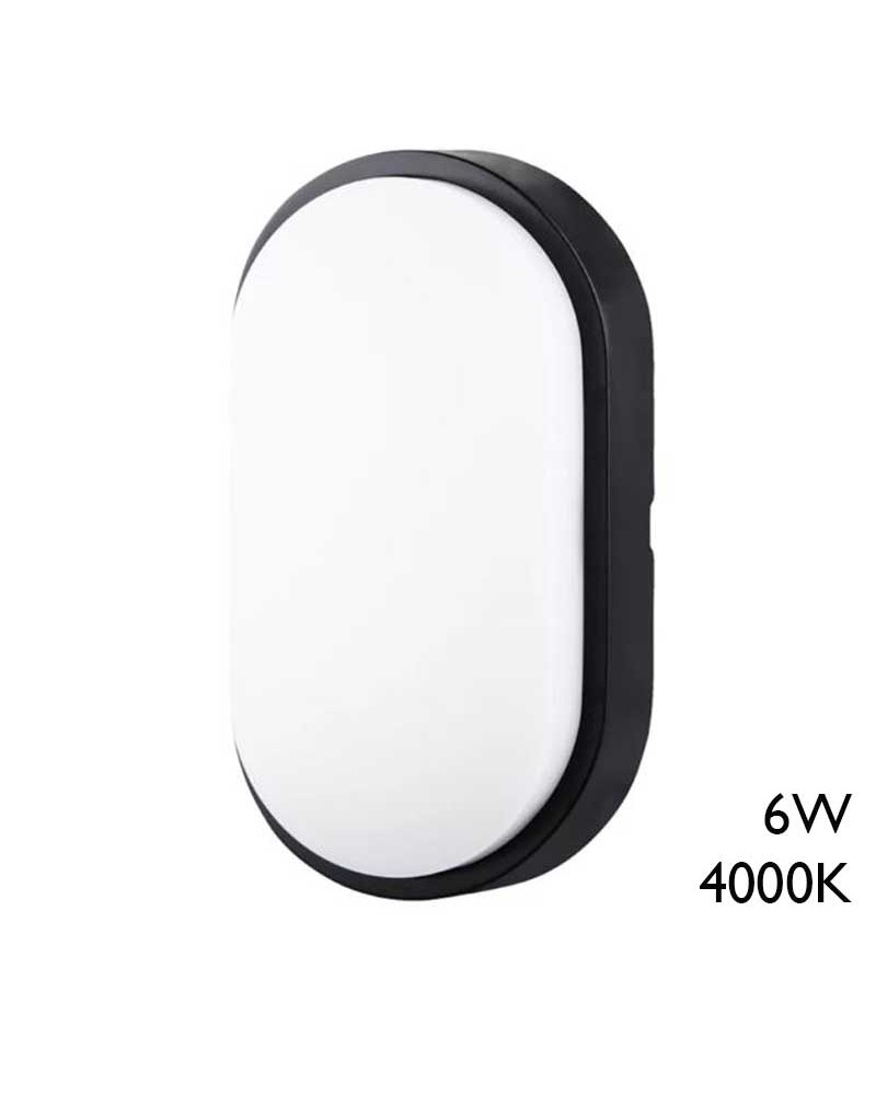 Aplique pared de exterior ovalado 16,9cm de alto LED 6W 4000K IP54