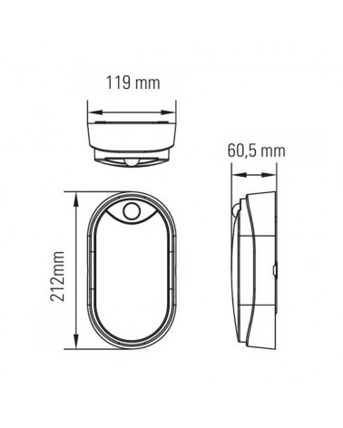 Aplique pared de exterior ovalado 21,2cm de alto LED 14W 4000K IP54