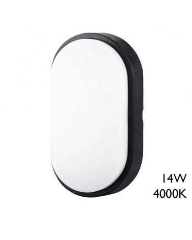 Aplique pared de exterior ovalado 21,2cm de alto LED 14W 4000K IP54