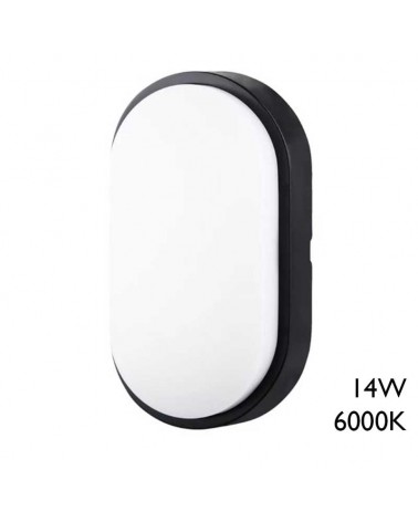 Oval outdoor wall light 21.2cm high LED 14W 6000K IP54