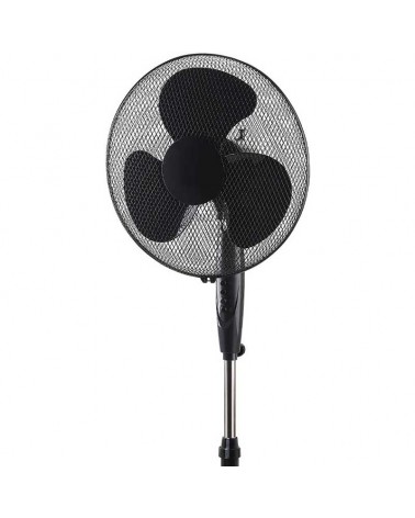 Black floor fan with circular base 45W adjustable height 110-130cm