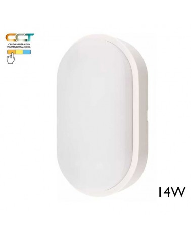 White oval outdoor wall light 21.2cm high LED 14W 3000K/4000K/6000K IP65