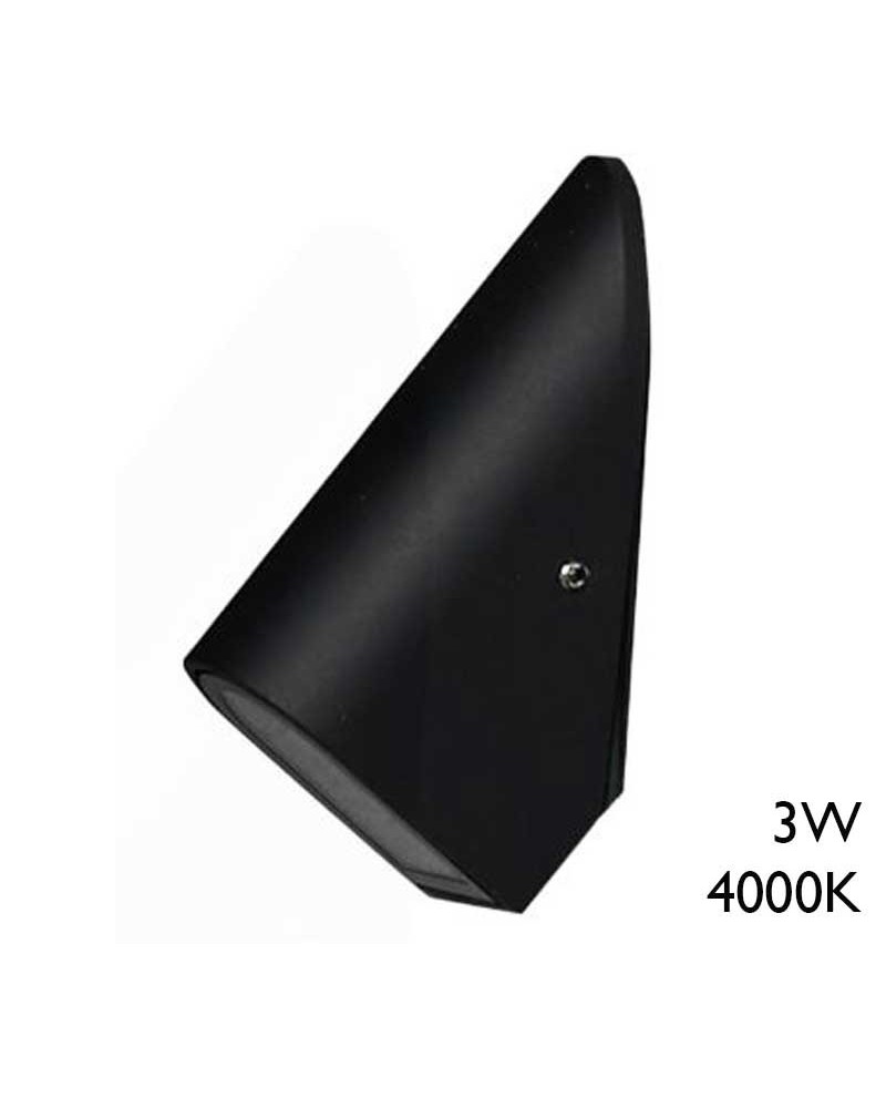 Aplique pared de exterior negro de aluminio LED 3W 4000K IP65